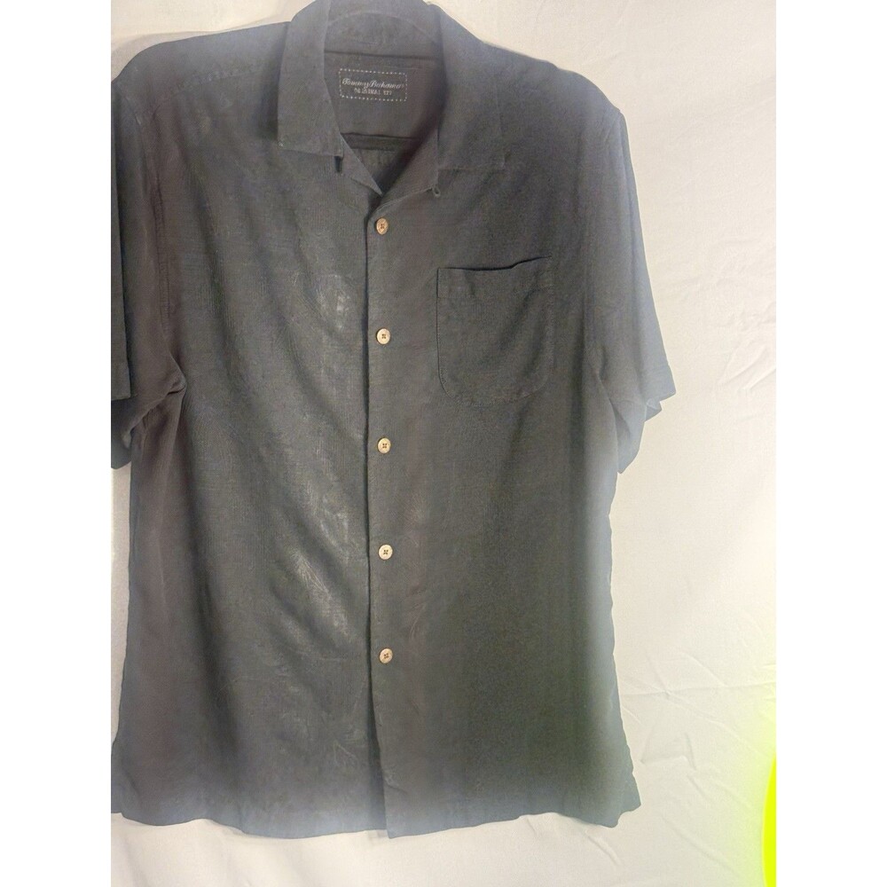 Tommy Bahama 100% Silk Original Fit Black SP Button Down Short Sleeves Shirt